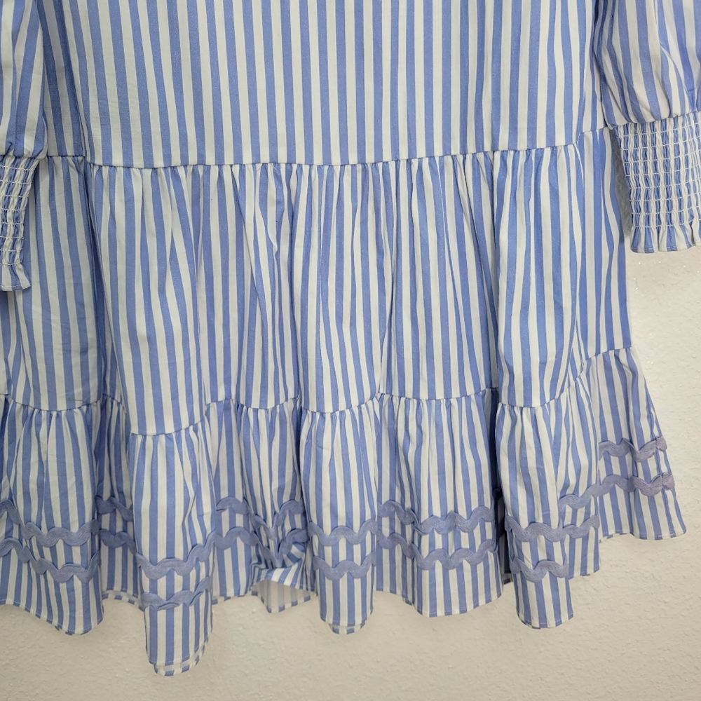 Sail to Sable Long Sleeve Tunic Flare Dress - Blue White Stripe Size S NWT - Picture 6 of 9